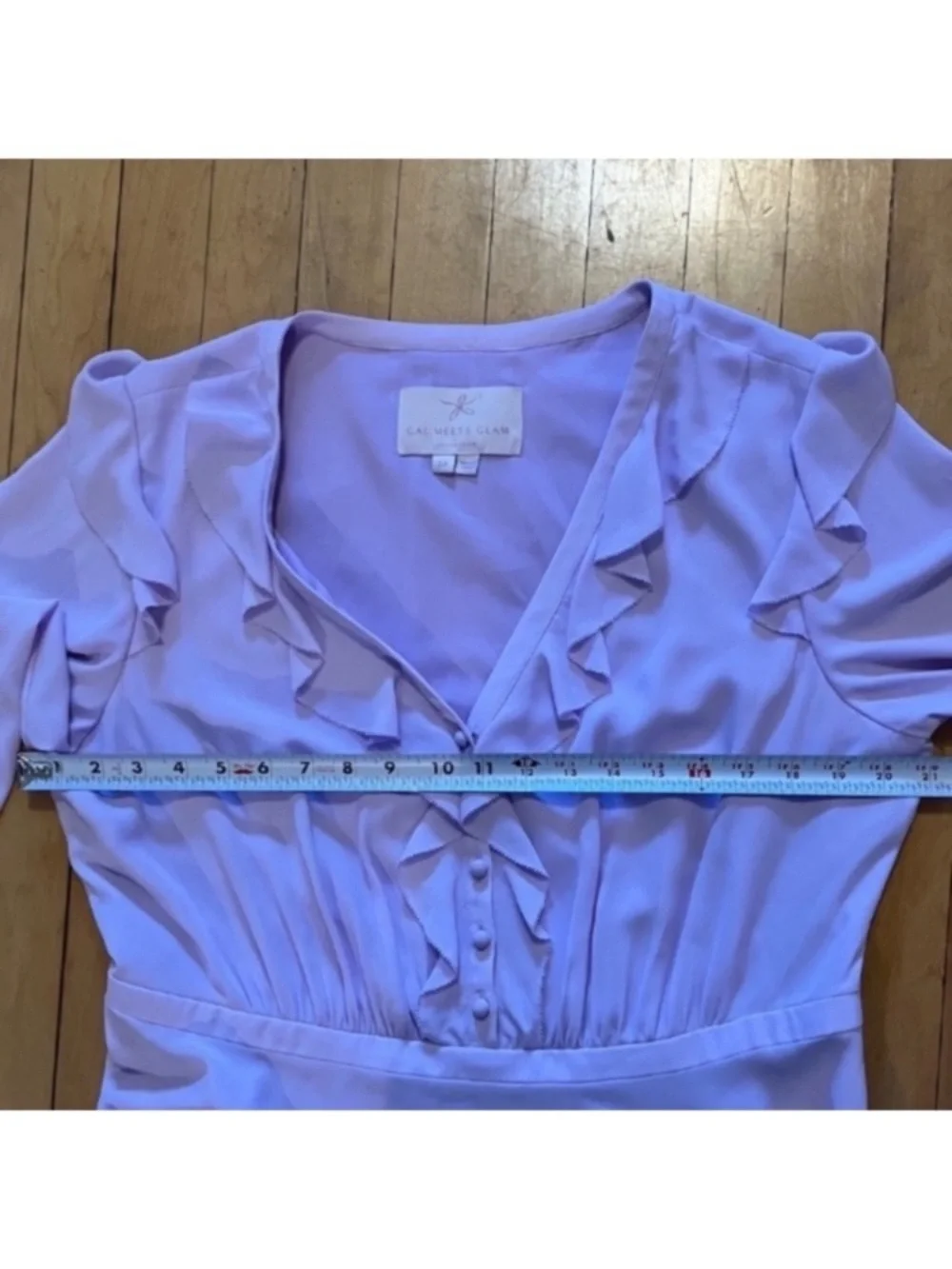 Gal Meets Glam Haley Lavender Purple Ruffled Long Sleeve Dress Size 18